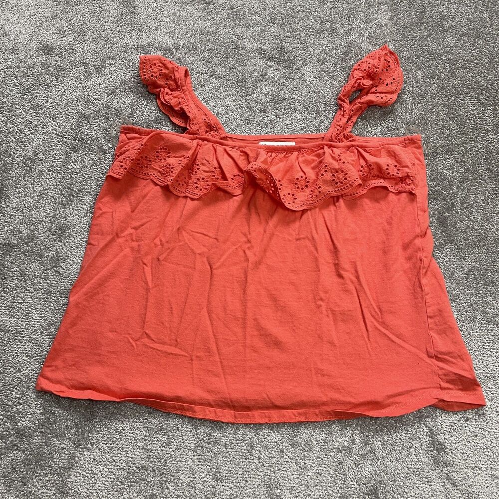 Inner Circle Tank Top Shirt Womens 1X Cotton Ruffle Eylet Soft Ladies Shirt